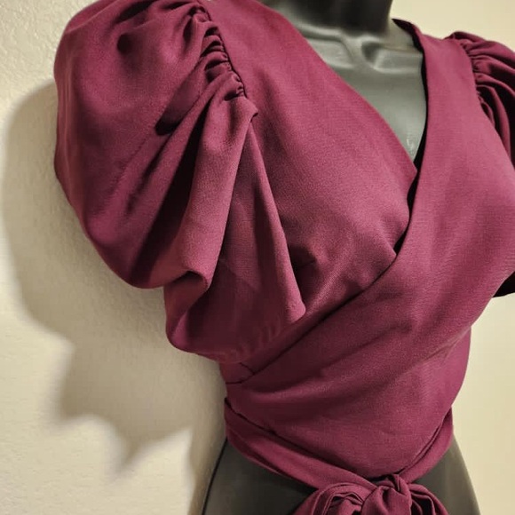 Wrap Blouse with Flutter Sleeves - Picture 2 of 16